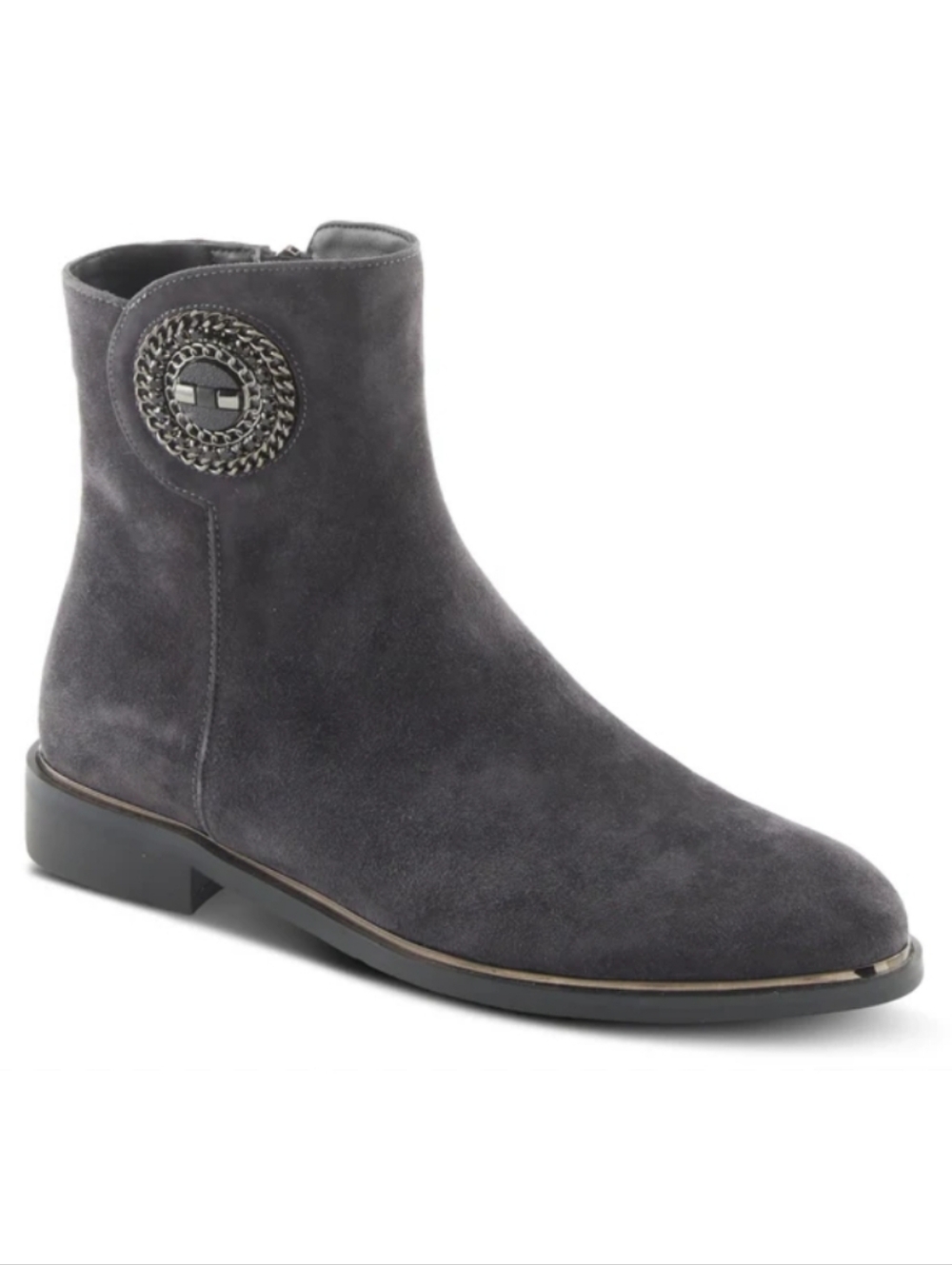 Azura Spring Step Inara Suede Bootie Grey Women Size 7.5 EU 38 Euro Chic Classic